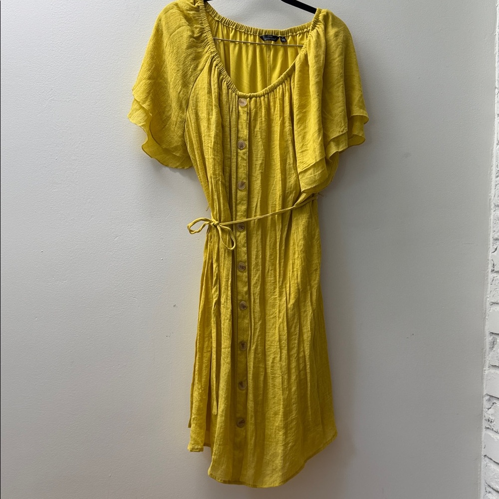 Mlle Gabrielle Yellow Button-Down Mini Dress - image 1